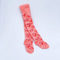 Floral print stockings. Coral.