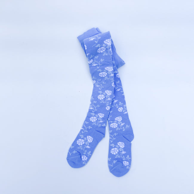 Floral print stockings. Light blue