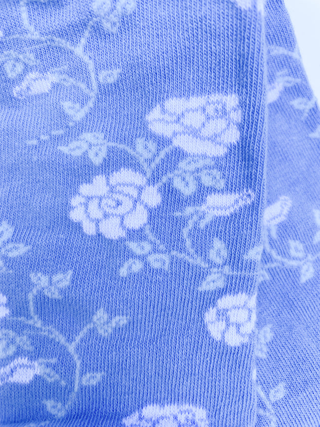 Floral print stockings. Light blue
