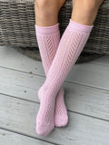 Knee high socks crochet Baby Pink