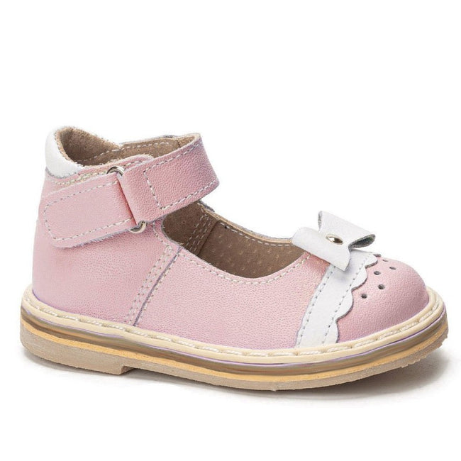 "Pretty bow" Mary Jane Baby Pink/ White