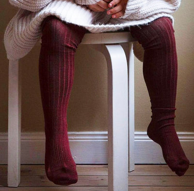 Ribbed stockings.  Cranberry
