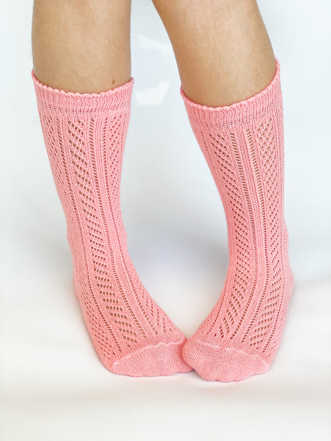 Knee high socks crochet Coral
