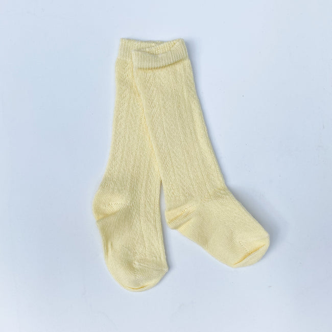 Knee high socks crochet Pastel yellow