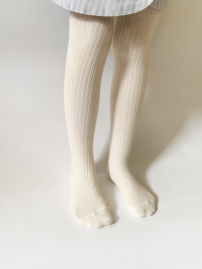 Ribbed stockings.  Ivory.